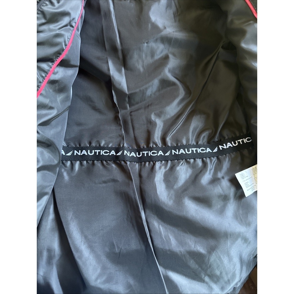 Women's Nautica Black Puffer Jacket Faux Fur Collar Detachable Hood Zip Up M - Picture 4 of 6